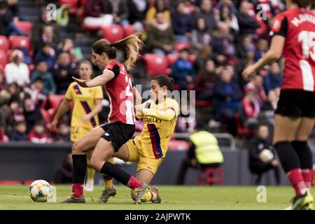 Bilbao, Baskenland, Spanien. 5 Jan, 2020. VALDEZATE (26) versucht, mit dem Ball während des Spiels zwischen Athletic Bilbao und der FC Barcelona im San Mames Stadion in Bilbao kontrolliert zu laufen. Sonntag, 5. Januar 2020. Quelle: Edu Del Fresno/ZUMA Draht/Alamy leben Nachrichten Stockfoto