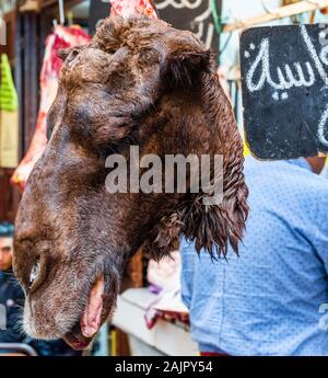 Kamel Fleisch auf dem lokalen Markt, Fes, Marokko. Mit selektiven Fokus Stockfoto