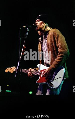 Mailand Italien, 25.02.1994: Kurt Cobain Sänger und Gitarrist von Nirvana während des Live-Konzerts im Palatrussardi Stockfoto