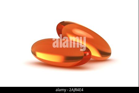 Zwei Fische Öl auf weißem Hintergrund Stockfoto