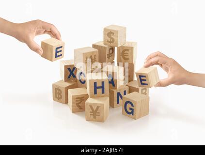 Exchange & Trade Konzept auf isoliertem Hintergrund Stockfoto