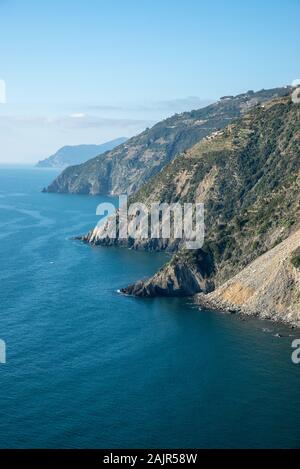 Trekkkingtag von Riomaggiore nach Campiglia, Cinque Terre National Park, Unesco-Stätte, Ligurien, Italien Stockfoto