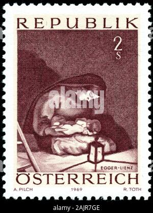 Poltawa, Ukraine - 2. Januar 2020. Vintage Briefmarke in Österreich ca. 1969 show Weihnachten gedruckt Stockfoto