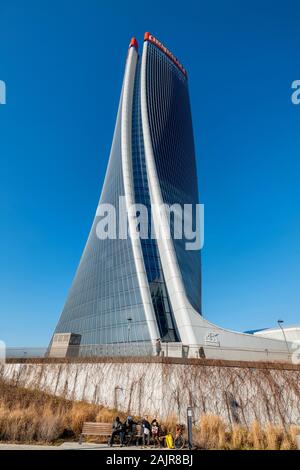 Mailand Italien. Citylife Einkaufsviertel. Torre Hadid (Hadid Turm) Stockfoto