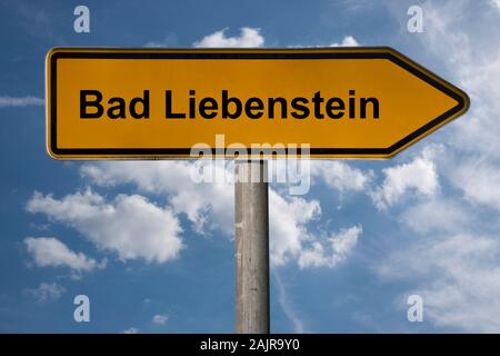 Detail Foto von einem Wegweiser mit der Aufschrift Bad Liebenstein, Thüringen, Deutschland, Europa Stockfoto