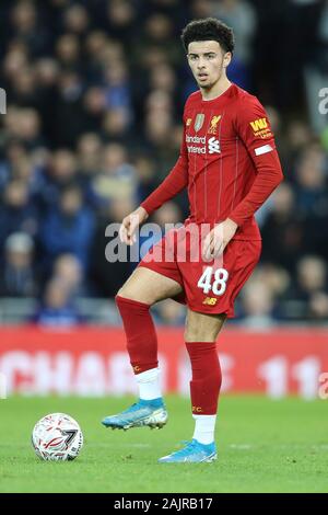 Liverpool, Großbritannien. 05 Jan, 2020. Curtis Jones von Liverpool in Aktion. Die Emirate FA Cup, 3.Runde, Liverpool v Everton bei Anfield Stadion in Liverpool am Sonntag, den 5. Januar 2020. Dieses Bild dürfen nur für redaktionelle Zwecke verwendet werden. Nur die redaktionelle Nutzung, eine Lizenz für die gewerbliche Nutzung erforderlich. Keine Verwendung in Wetten, Spiele oder einer einzelnen Verein/Liga/player Publikationen. pic von Chris Stading/Andrew Orchard sport Fotografie/Alamy Live news Credit: Andrew Orchard sport Fotografie/Alamy leben Nachrichten Stockfoto