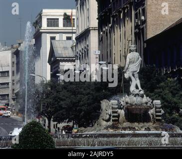 Las MEJORES DE LA FUENTE DE NEPTUNO - 1780-84 - VISTA TRASERA. Autor: JUAN PASCUAL DE MENA. Ort: PLAZA DE CANOVAS DEL CASTILLO. Spanien. Stockfoto