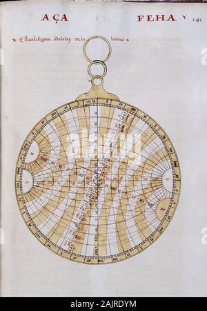 MS HI1-FOL 141-COPIA DEL LIBRO DEL SABER DE ASTRONOMIA - 1276 - MARCO DE JUAN HONORATO DE 1562. Autor: Alfons X. von Kastilien. Lage: MONASTERIO - BIBLIOTECA - coleccion. SAN LORENZO DEL ESCORIAL. MADRID. Spanien. Stockfoto