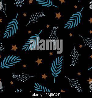 Modische modische Muster nahtlose. Schwarze Farbe. Tropische Blätter.. Stockfoto