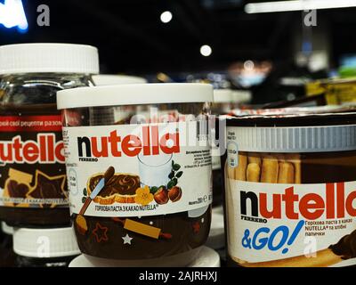 Kiew, Ukraine. 5 Jan, 2020. Nutella gesüßt palm Öl ausbreiten, gewürzt mit Haselnuss und Kakao, generisch Nutella im Store genannt. Quelle: Igor Golovniov/SOPA Images/ZUMA Draht/Alamy leben Nachrichten Stockfoto