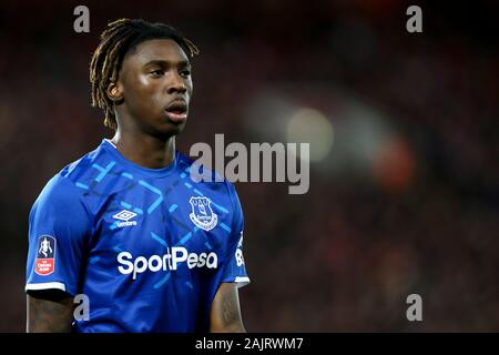 Liverpool, Großbritannien. 05 Jan, 2020. Moise Kean von Everton an schaut. Die Emirate FA Cup, 3.Runde, Liverpool v Everton bei Anfield Stadion in Liverpool am Sonntag, den 5. Januar 2020. Dieses Bild dürfen nur für redaktionelle Zwecke verwendet werden. Nur die redaktionelle Nutzung, eine Lizenz für die gewerbliche Nutzung erforderlich. Keine Verwendung in Wetten, Spiele oder einer einzelnen Verein/Liga/player Publikationen. pic von Chris Stading/Andrew Orchard sport Fotografie/Alamy Live news Credit: Andrew Orchard sport Fotografie/Alamy leben Nachrichten Stockfoto
