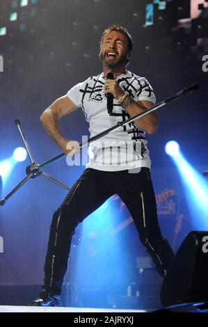 London England vom 13. Oktober 2008, den Cosmos Rocks Tour 2008, O2 Arena, live Konzert der Queen und Paul Rodgers: Paul Rodgers während des Konzerts Stockfoto