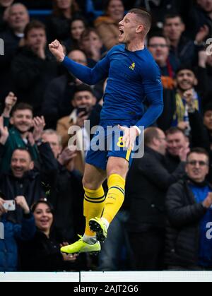 London, Großbritannien. 05 Jan, 2020. Ross Barkley von Chelsea feiert zählen ein Ziel 2-0 während der FA-Cup 3 Runde zwischen Chelsea und Nottingham Forest an der Stamford Bridge, London, England, am 5. Januar 2020. Foto von Andy Rowland. Credit: PRiME Media Images/Alamy leben Nachrichten Stockfoto