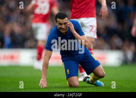 London, Großbritannien. 05 Jan, 2020. Pedro von Chelsea im FA Cup 3.Runde zwischen Chelsea und Nottingham Forest an der Stamford Bridge, London, England, am 5. Januar 2020. Foto von Andy Rowland. Credit: PRiME Media Images/Alamy leben Nachrichten Stockfoto