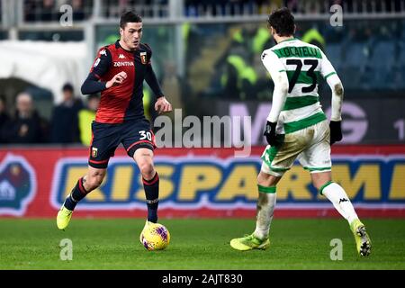 Genua, Italien - 05. Januar 2020: Andrea Favilli von Genua CFC in Aktion während der Serie ein Fußballspiel zwischen Genua CFC und US Sassuolo. Genua CFC gewann 2-1 über uns Sassuolo. Credit: Nicolò Campo/Alamy leben Nachrichten Stockfoto