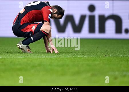 Genua, Italien - 05. Januar 2020: Goran Pandev von Genua CFC reatcs am Ende der Serie ein Fußballspiel zwischen Genua CFC und US Sassuolo. Genua CFC gewann 2-1 über uns Sassuolo. Credit: Nicolò Campo/Alamy leben Nachrichten Stockfoto