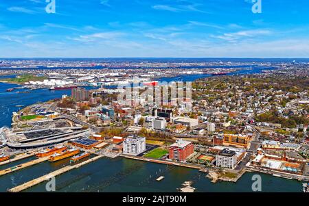 Luftaufnahme von Port Newark in Bayonne reflex Stockfoto