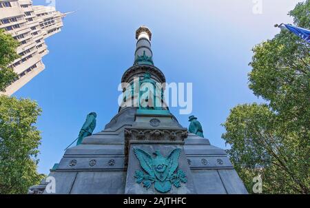 Lafayette Square in Buffalo Downtown, der einen Bürgerkrieg denkmal Spalte, ist das zweite wichtigste Raum in Buffalo. Stockfoto