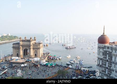 Luftaufnahme vom Taj Hotel mit indischem Tor, mumbai, maharashtra, südindien Stockfoto