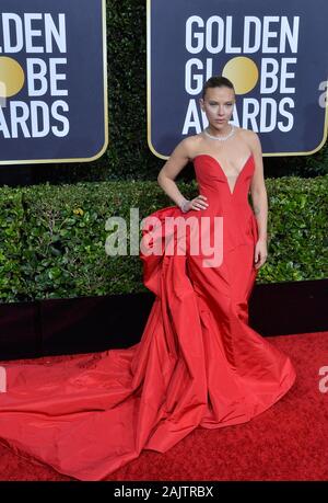 Beverly Hills, Vereinigte Staaten. 05 Jan, 2020. Scarlett Johansson nimmt an der 77. jährlichen Golden Globe Awards, die Ehrung der besten im Film und im US-amerikanischen Fernsehen von 2020 im Beverly Hilton Hotel in Beverly Hills, Kalifornien am Sonntag, 5. Januar 2020. Foto von Jim Ruymen/UPI Quelle: UPI/Alamy leben Nachrichten Stockfoto