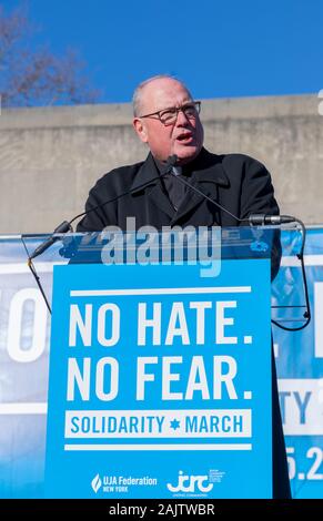 Brooklyn, NY, USA - 01/05/2020: Kardinal Dolan nimmt an keinen Hass. Keine Angst. Solidarität März im Columbus Park, Cadman Plaza Stockfoto