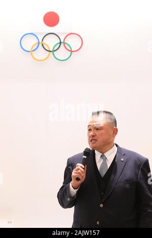 JOCYasuhiro Yamashita, Januar 6, 2020: das japanische olympische Komitee Präsident Yasuhiro Yamashita liefert Grüße's Neue Jahr in Japan Sport Olympic Square in Tokio, Japan. Credit: yohei Osada/LBA SPORT/Alamy leben Nachrichten Stockfoto