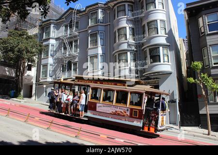 Powell Street Cable Car, Nob Hill, San Francisco, Kalifornien Stockfoto