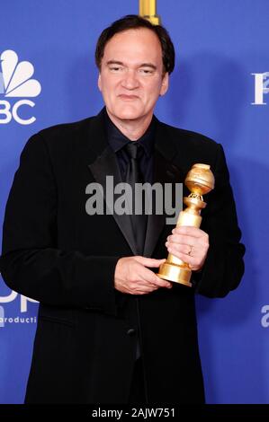 Beverly Hills, USA. 05 Jan, 2020. Quentin Tarantino, Sieger der Bestes Drehbuch - Motion Picture für 'Once Upon A Time in Hollywood", der in der Presse während der 77. jährlichen Golden Globe Awards im Beverly Hilton Hotel am 5. Januar 2020 in Beverly Hills, Kalifornien. Credit: Geisler-Fotopress GmbH/Alamy leben Nachrichten Stockfoto