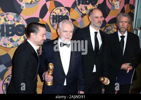 Los Angeles, Kalifornien, USA. 05 Jan, 2020. Kieran Culkin, Brian Cox, Jesse Armstrong und Alan Ruck an der HBO Offizielle Golden Globe Awards nach Partei hielt im Beverly Hilton Hotel am Januar 05, 2020 in Beverly Hills, Kalifornien, USA. (Foto durch Kunst Garcia/Sipa USA) Credit: Sipa USA/Alamy leben Nachrichten Stockfoto