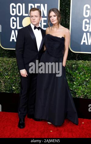 Beverly Hills, USA. 05 Jan, 2020. Taron Egerton und Emily Thomas die Teilnahme an der 77. jährlichen Golden Globe Awards im Beverly Hilton Hotel am 5. Januar 2020 in Beverly Hills, Kalifornien. Credit: Geisler-Fotopress GmbH/Alamy leben Nachrichten Stockfoto