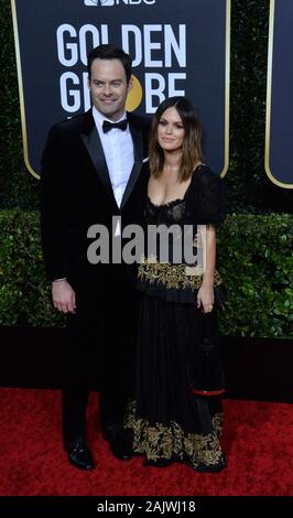 Beverly Hills, Vereinigte Staaten. 05 Jan, 2020. (L - r) Bill Hader und Rachel Bilson die 77. jährliche Golden Globe Awards teilnehmen, die Ehrung der besten im Film und im US-amerikanischen Fernsehen von 2020 im Beverly Hilton Hotel in Beverly Hills, Kalifornien am Sonntag, 5. Januar 2020. Foto von Jim Ruymen/UPI Quelle: UPI/Alamy leben Nachrichten Stockfoto