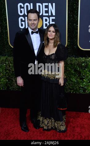 Beverly Hills, Vereinigte Staaten. 05 Jan, 2020. (L - r) Bill Hader und Rachel Bilson die 77. jährliche Golden Globe Awards teilnehmen, die Ehrung der besten im Film und im US-amerikanischen Fernsehen von 2020 im Beverly Hilton Hotel in Beverly Hills, Kalifornien am Sonntag, 5. Januar 2020. Foto von Jim Ruymen/UPI Quelle: UPI/Alamy leben Nachrichten Stockfoto