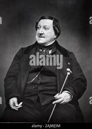 Woodburytype Portrait von Gioacchino Antonio Rossini (1792-1868) italienischer Komponist 1865 fotografiert von Fotograf Étienne Carjat Stockfoto