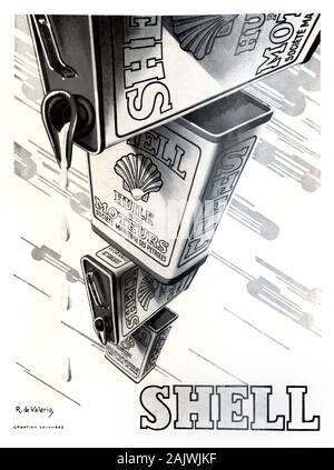 Vintage Advert, alte Werbung, Werbung oder Werbung für Shell Motoröl Anzeige 1929 Stockfoto