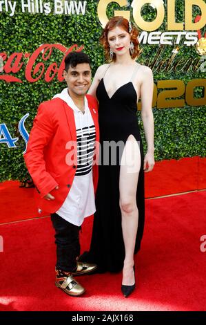 Los Angeles, USA. 04 Jan, 2020. Emmanuel Kelly und Kiesza an der 7 Gold erfüllt Golden Fall an der Virginia Robinson Gärten und Immobilien. Los Angeles, Januar 4, 2019 | Verwendung der weltweiten Kredit: dpa/Alamy leben Nachrichten Stockfoto