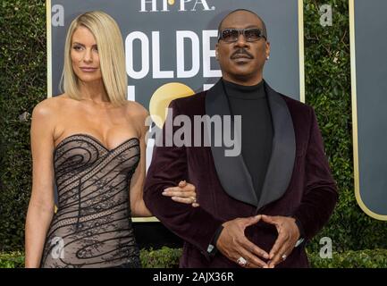 Eddie Murphy und Paige Butcher nehmen an der 77. jährlichen Golden Globe Awards, Golden Globes, im Beverly Hilton Hotel in Beverly Hills, Los Angeles, USA, am 05. Januar 2020. | Verwendung weltweit Stockfoto