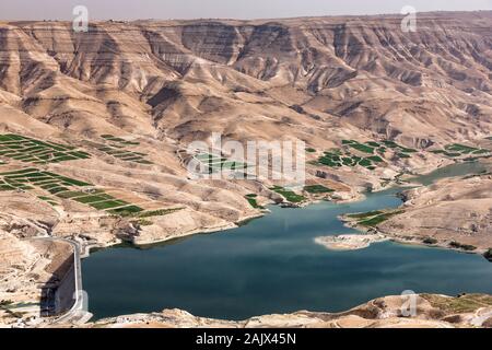 Wadi Mujib, großartige Aussicht auf das Tal, Kings Highway, Route 35, karak, Hochland, Jordanien, mittlerer Osten, Asien Stockfoto