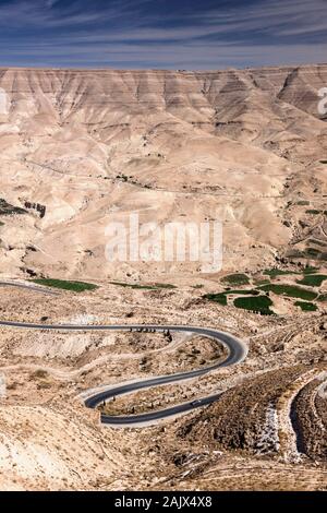 Wadi Mujib, großartige Aussicht auf das Tal, Kings Highway, Route 35, karak, Hochland, Jordanien, mittlerer Osten, Asien Stockfoto