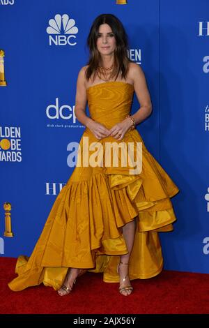 Los Angeles, USA. 05 Jan, 2020. LOS ANGELES, USA. Januar 05, 2020: Sandra Bullock in der Presse Zimmer im Golden Globe Awards 2020 im Beverly Hilton Hotel. Foto: Paul Smith/Alamy leben Nachrichten Stockfoto