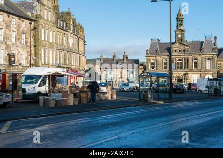 Buxton Stadt blickt über Eagle Parade und Markt Stockfoto