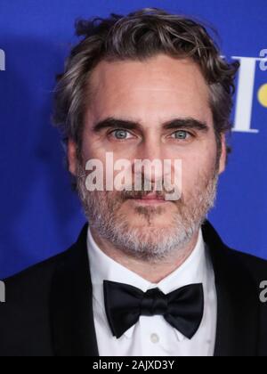 BEVERLY HILLS, LOS ANGELES, Kalifornien, USA - Januar 05: Joaquin Phoenix stellt in der Presse Zimmer auf der 77. jährlichen Golden Globe Awards im Beverly Hilton Hotel am 5. Januar statt, 2020 in Beverly Hills, Los Angeles, Kalifornien, Vereinigte Staaten. (Foto von Xavier Collin/Image Press Agency) Stockfoto