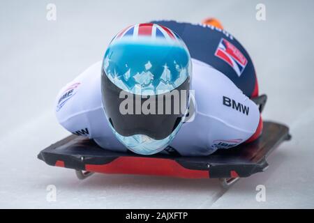 Laura DEAS (GBR), Start, Aktion, BMW IBSF World Cup Skelett für Frauen, am 5. Januar, 2020 in Winterberg/Deutschland. Â | Verwendung weltweit Stockfoto