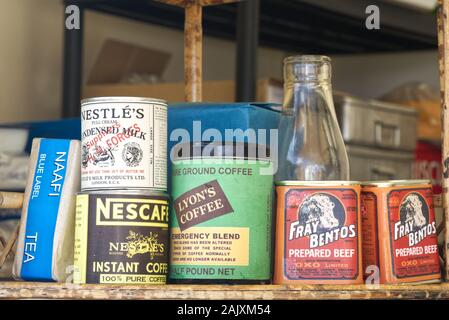 Vintage Foods im ww11 naafi Stockfoto
