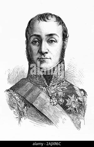 Nicolas Charles Oudinot, Marschall des französischen Empire. Erste comte Oudinot. 1767-1848. Antike Abbildung. 1890. Stockfoto