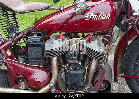 Vintage indische Motorrad mit indischen Häuptling Gang leaver Stockfoto