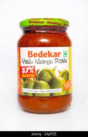 Bedeker Vadu Mango Pickles indische Soße Gewürz Gewürz Stockfoto