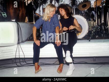 Faltskog Agnetha und Anni-Frid Lyngstad ABBA-Proben für eine Tour in Stockholm 1979 Stockfoto