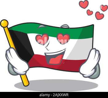 Verlieben niedlich Flagge Kuwait Cartoon Character Design Stock Vektor