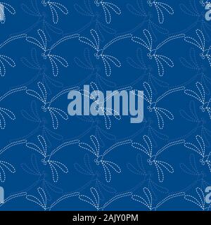 Die nahtlose Vektor Muster Hintergrund mit Libellen Stickerei im japanischen Stil. Stock Vektor