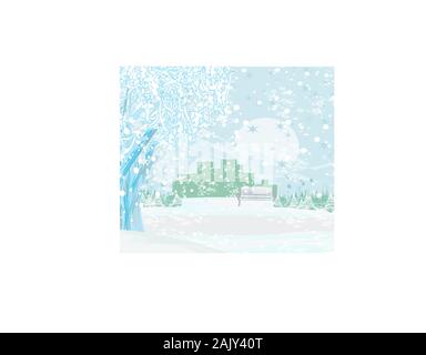 Snowy Park an einem sonnigen Tag Stock Vektor